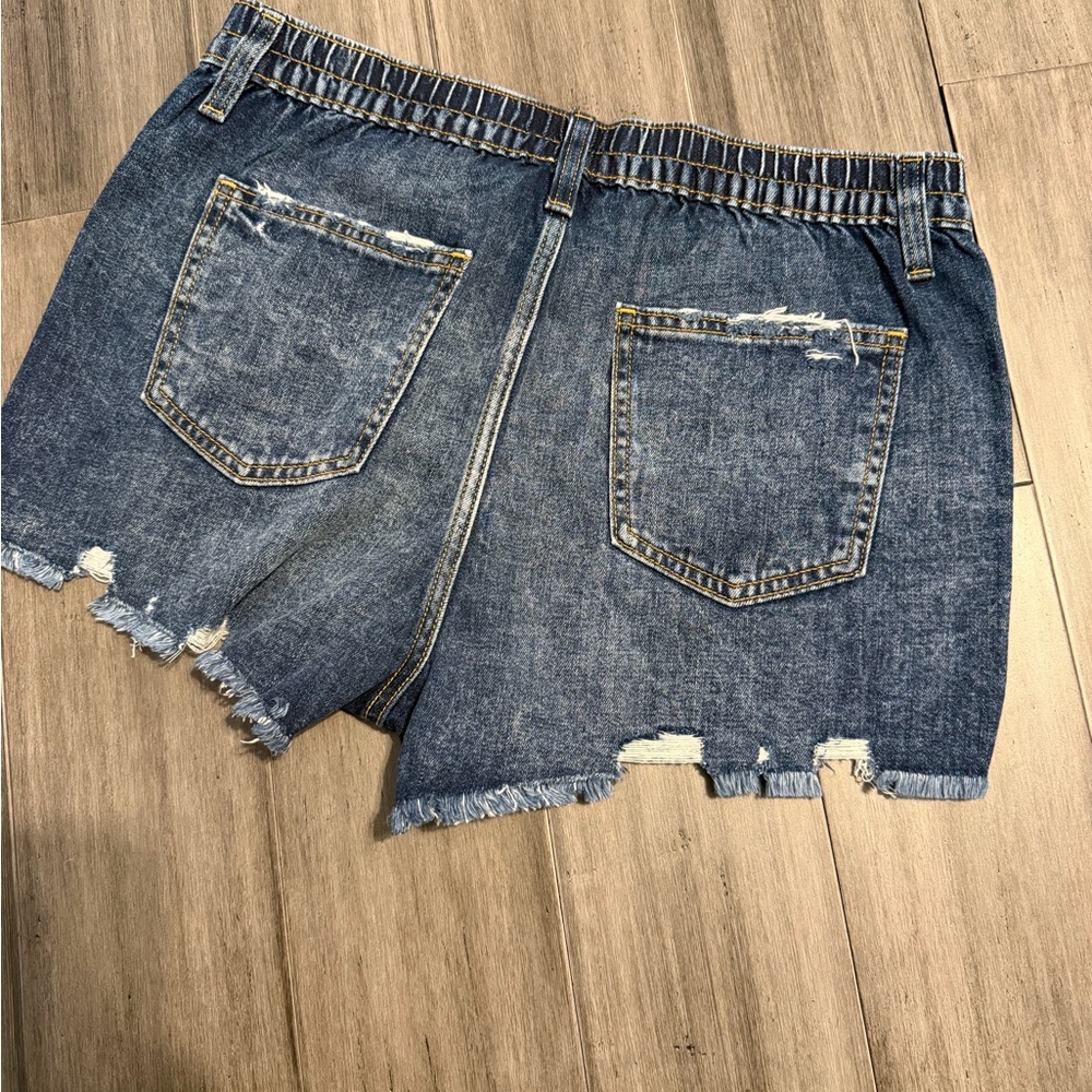 Aerie Blue Distressed Denim Shorts - Picture 3 of 3